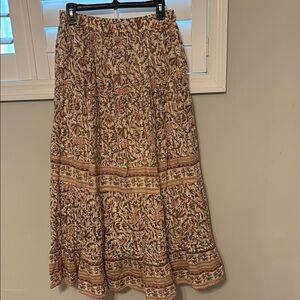 Cleobella brown and light pink maxi A-line skirt